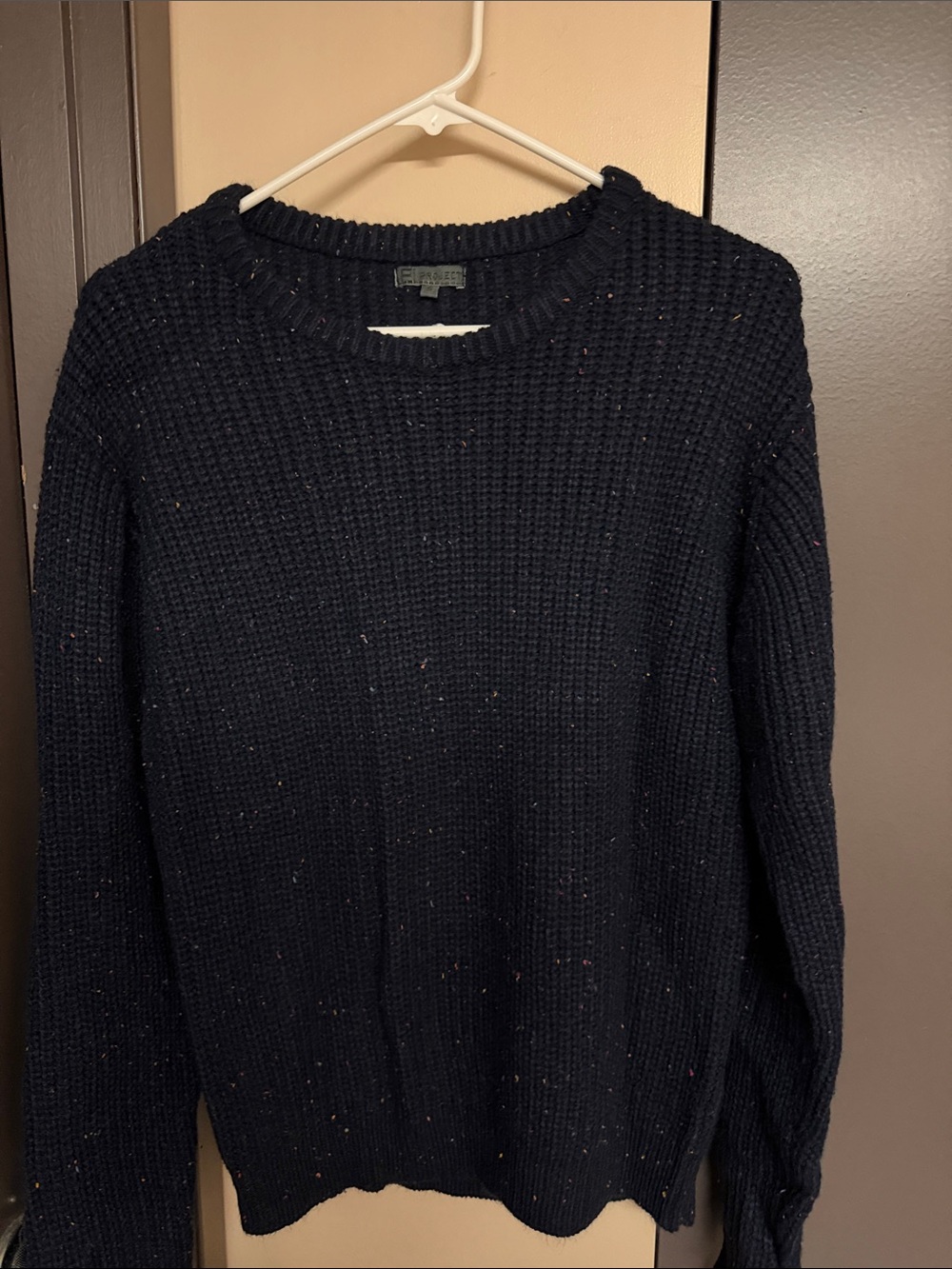 Y/Project Navy Fleck Crewneck Sweater